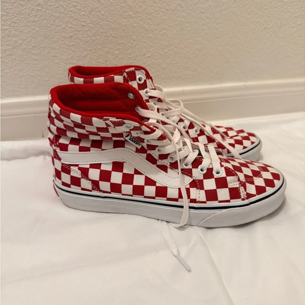 Vans Red Checkered High-Top Sneakers - Picture 3 of 6